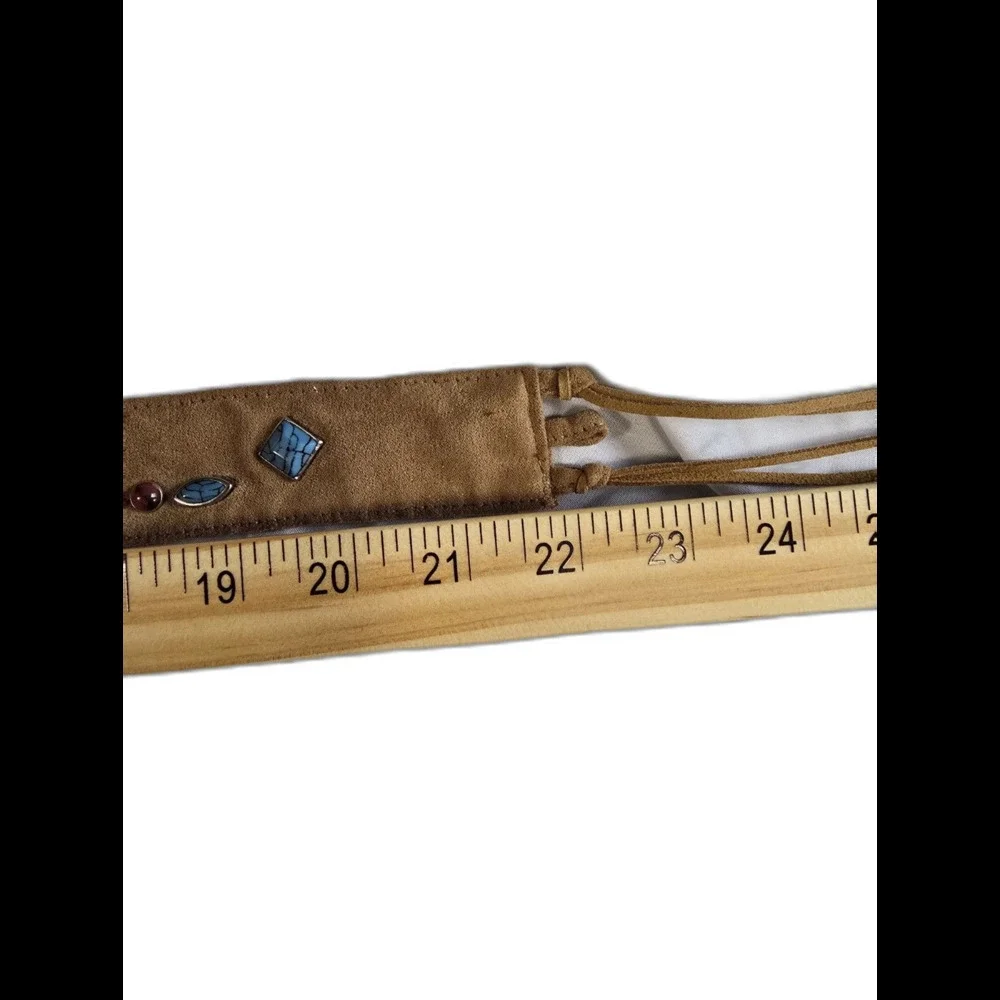 Suede Western Beaded Fringe Waist Belt